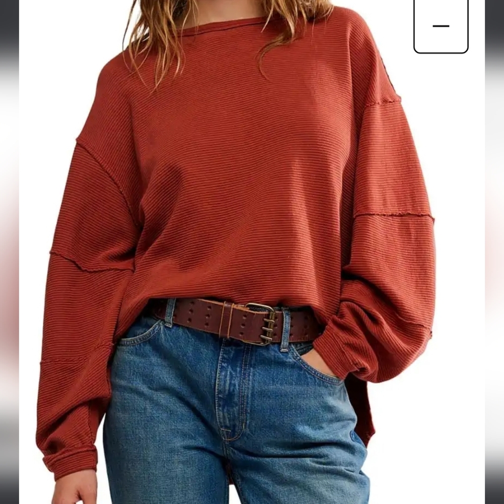 Free People We The Free Total Eclipse Tee – Spiced Rum – Oversized . M. NWOT.